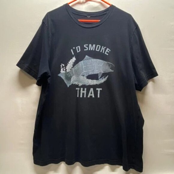 Smoked Salmon T-Shirt "I'd Smoke That" Men's Black 2XL Short Sleeve Crewneck GUC - Picture 6 of 6